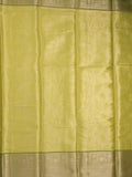 Banaras tissue fancy saree light yellow color allover weaves & zari border with running pallu and self blouse