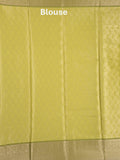 Banaras tissue fancy saree light yellow color allover weaves & zari border with running pallu and self blouse