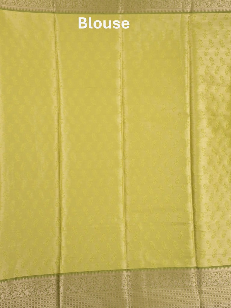 Banaras tissue fancy saree light yellow color allover weaves & zari border with running pallu and self blouse