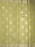 Banaras tissue fancy saree light green color allover weaves & zari border with rich pallu and self blouse