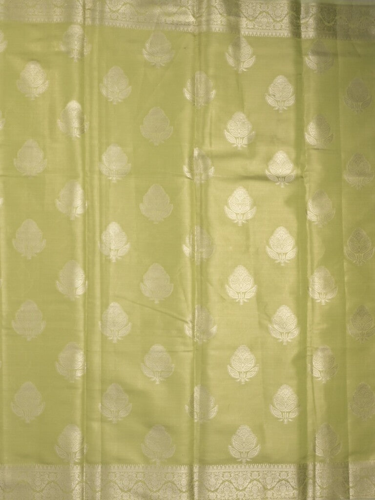 Banaras tissue fancy saree light green color allover weaves & zari border with rich pallu and self blouse