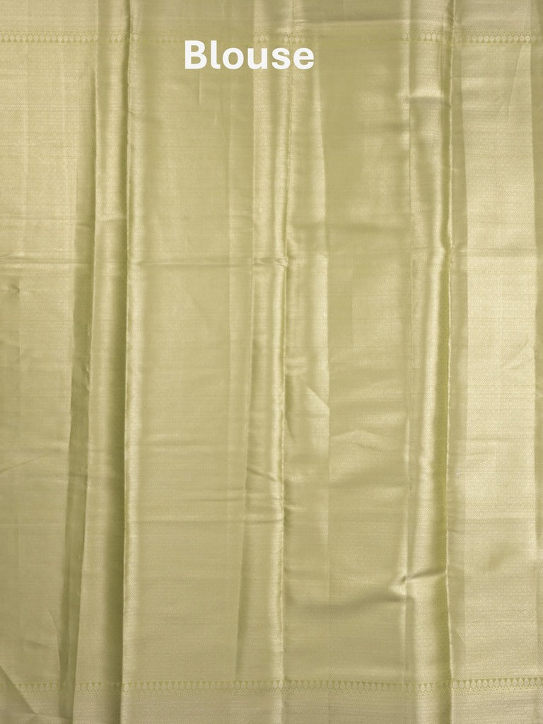 Banaras tissue fancy saree light green color allover weaves & zari border with rich pallu and self blouse