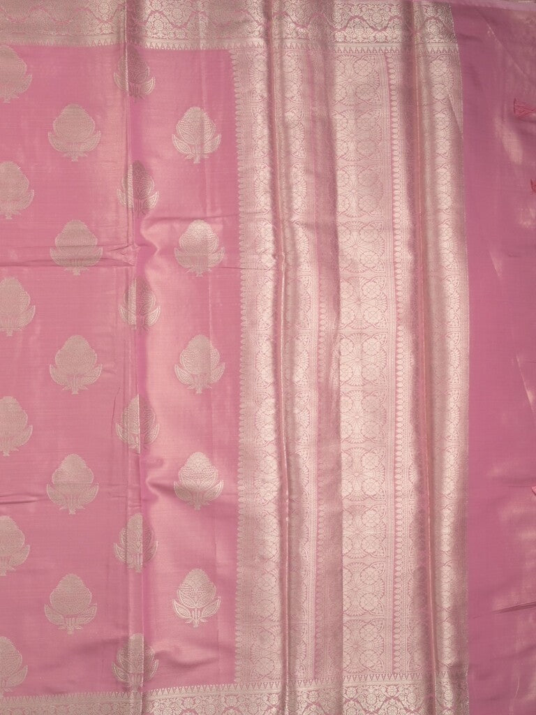 Banaras tissue fancy saree light pink color allover weaves & zari border with rich pallu and self blouse