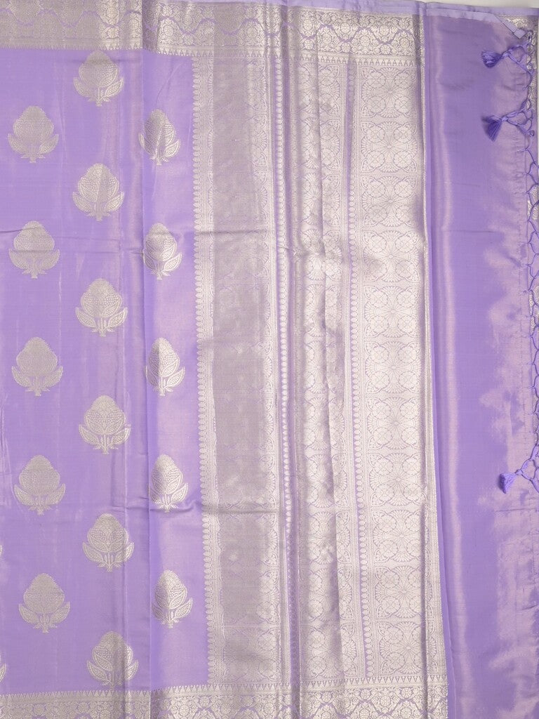 Banaras tissue fancy saree light purple color allover weaves & zari border with rich pallu and self blouse