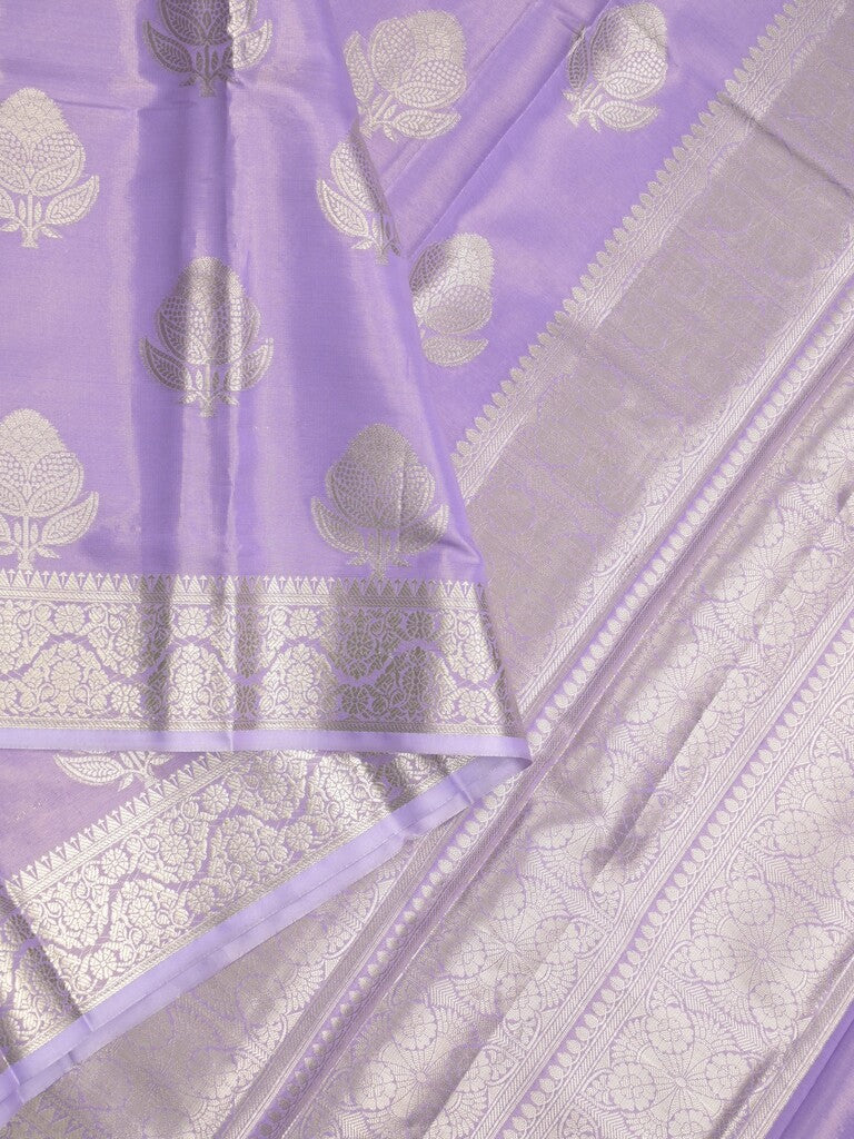 Banaras tissue fancy saree light purple color allover weaves & zari border with rich pallu and self blouse