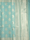 Banaras tissue fancy saree sky blue color allover weaves & zari border with rich pallu and self blouse