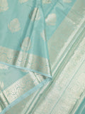 Banaras tissue fancy saree sky blue color allover weaves & zari border with rich pallu and self blouse