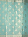 Banaras tissue fancy saree sky blue color allover weaves & zari border with rich pallu and self blouse