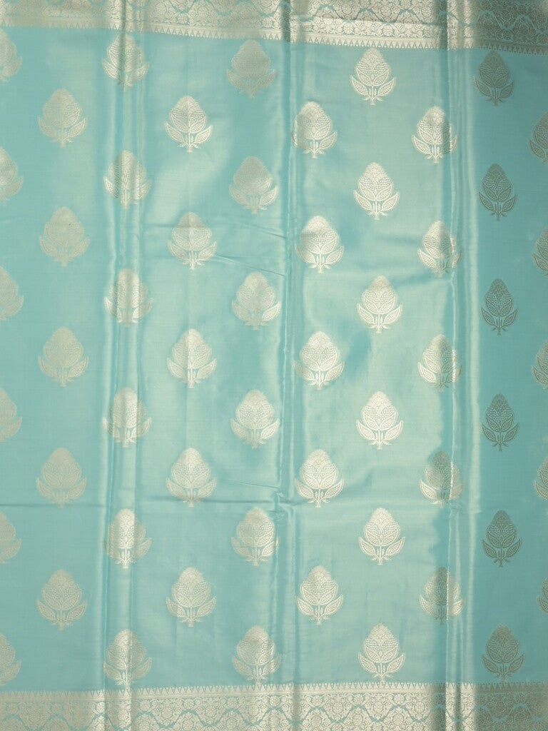 Banaras tissue fancy saree sky blue color allover weaves & zari border with rich pallu and self blouse