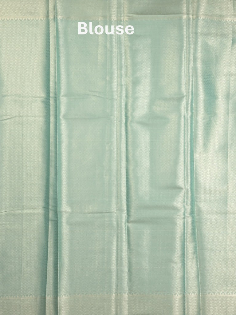 Banaras tissue fancy saree sky blue color allover weaves & zari border with rich pallu and self blouse