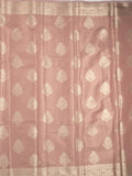 Banaras tissue fancy saree peach color allover weaves & zari border with rich pallu and self blouse