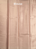 Banaras tissue fancy saree peach color allover weaves & zari border with rich pallu and self blouse