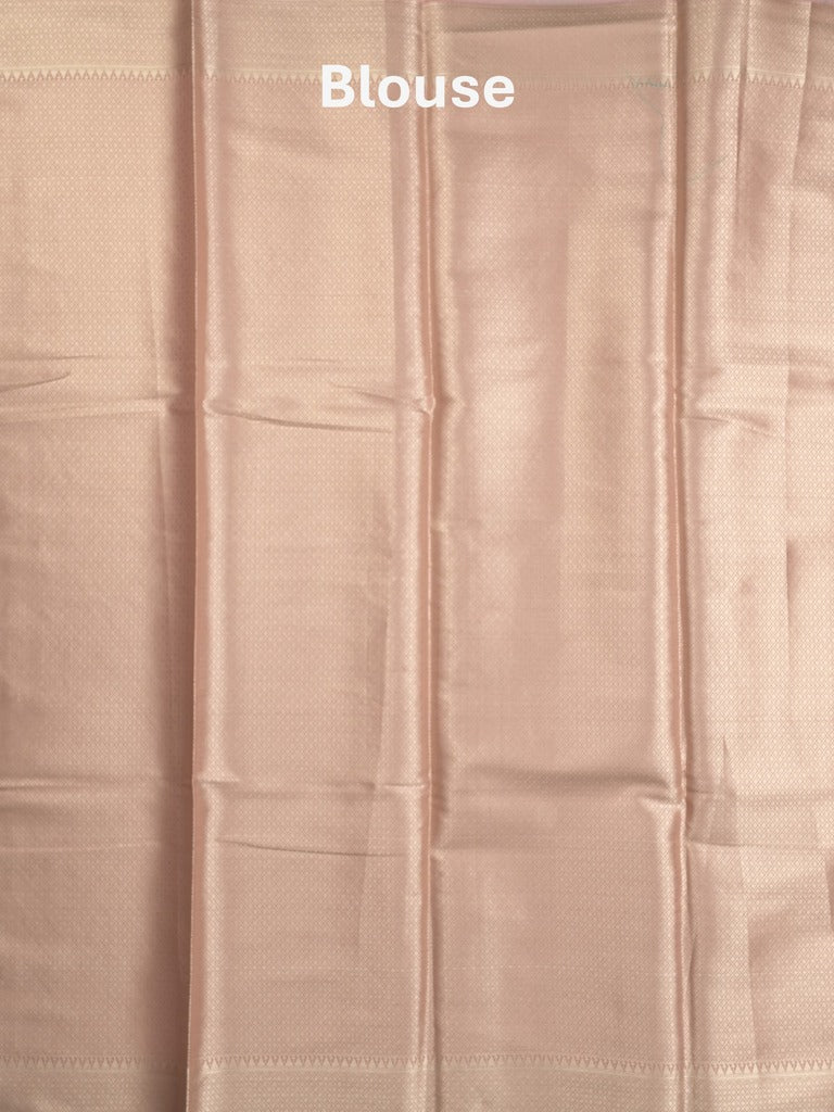 Banaras tissue fancy saree peach color allover weaves & zari border with rich pallu and self blouse