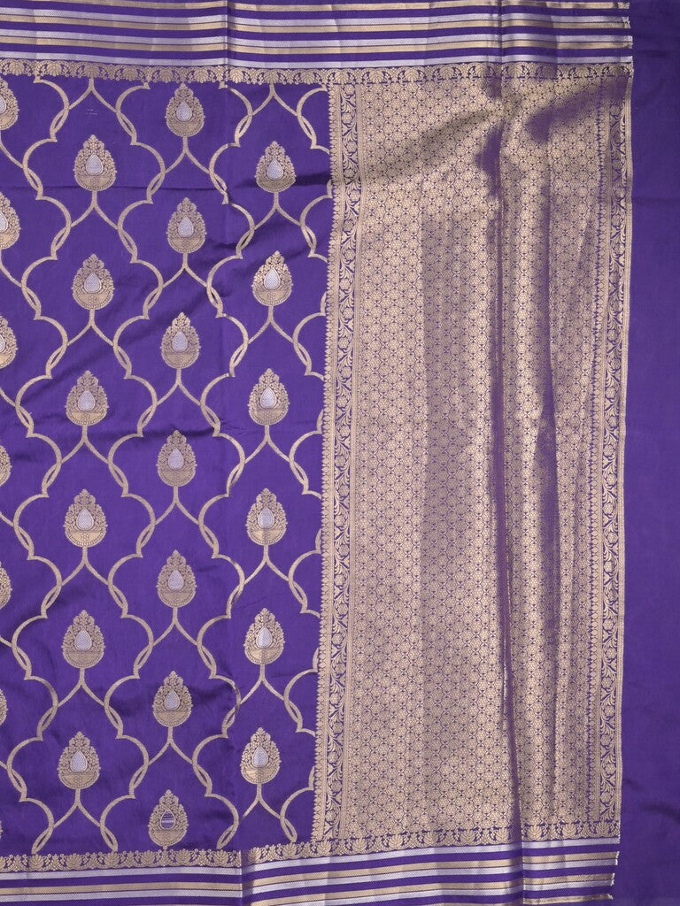 Raw mango fancy saree blue color allover zari weaves & zari border with brocade pallu and attached blouse