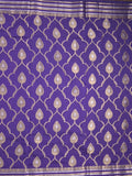 Raw mango fancy saree blue color allover zari weaves & zari border with brocade pallu and attached blouse