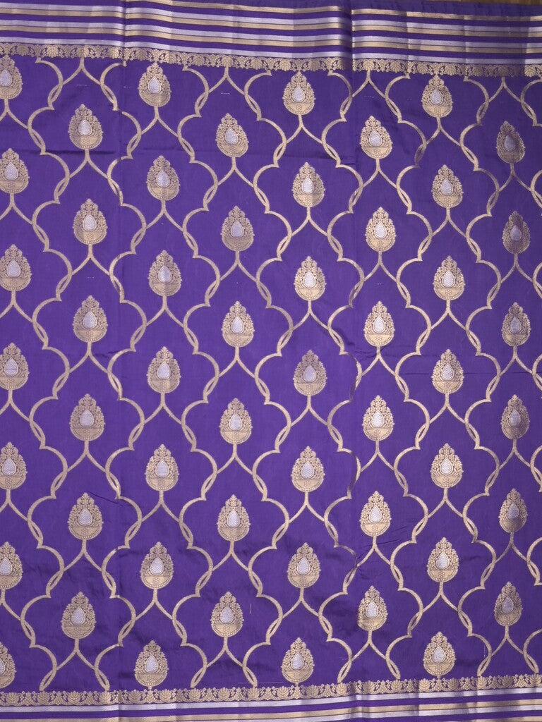 Raw mango fancy saree blue color allover zari weaves & zari border with brocade pallu and attached blouse