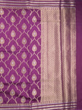 Raw mango fancy saree wine color allover zari weaves & zari border with brocade pallu and attached blouse