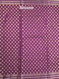 Raw mango fancy saree wine color allover zari weaves & zari border with brocade pallu and attached blouse