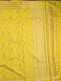 Raw mango fancy saree lemon yellow color allover zari weaves & zari border with brocade pallu and attached blouse