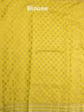 Raw mango fancy saree lemon yellow color allover zari weaves & zari border with brocade pallu and attached blouse