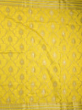 Raw mango fancy saree lemon yellow color allover zari weaves & zari border with brocade pallu and attached blouse