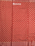 Raw mango fancy saree red color allover zari weaves & zari border with brocade pallu and attached blouse
