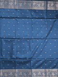 Maheshwari fancy saree royal blue color allover zari motifs & zari border with rich pallu and plain blouse