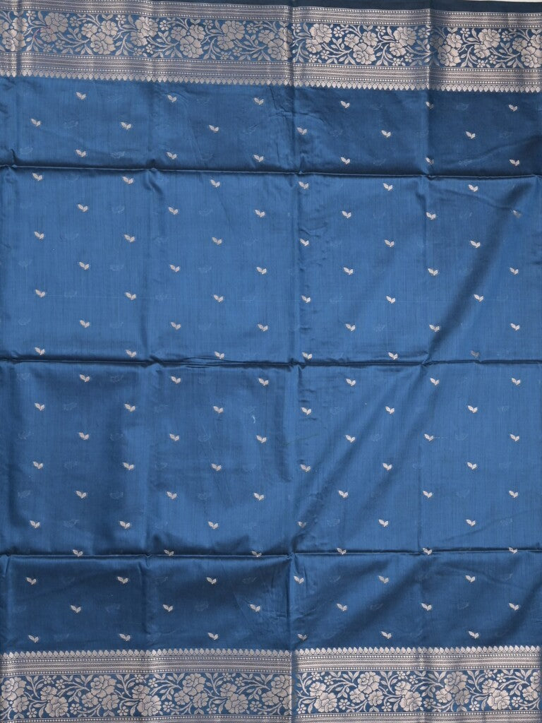 Maheshwari fancy saree royal blue color allover zari motifs & zari border with rich pallu and plain blouse