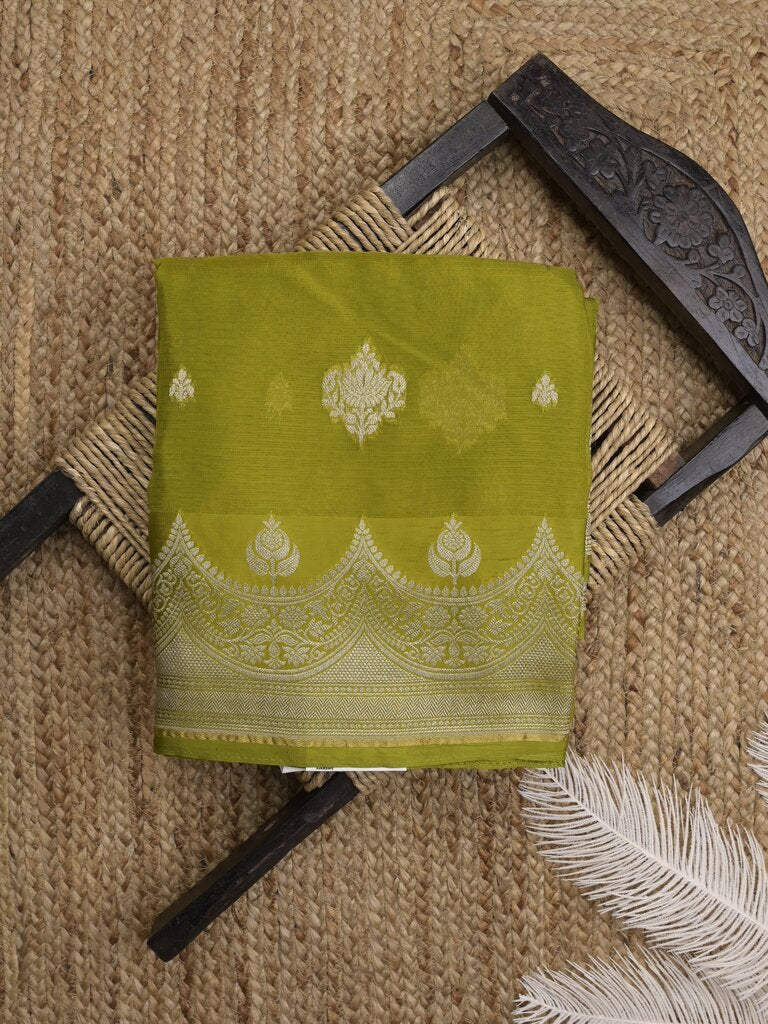 Pure kota fancy saree for women | Parrot green | zari border | party wear