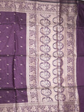 Maheshwari fancy saree violet color allover zari motifs & zari border with rich pallu and plain blouse