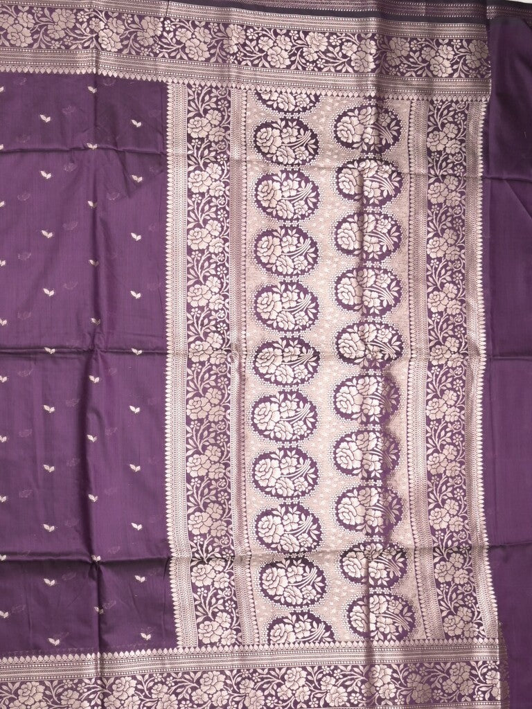 Maheshwari fancy saree violet color allover zari motifs & zari border with rich pallu and plain blouse
