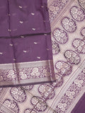 Maheshwari fancy saree violet color allover zari motifs & zari border with rich pallu and plain blouse