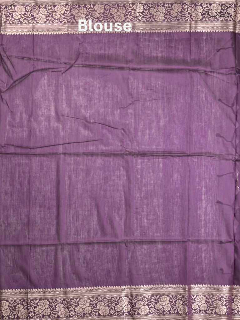 Maheshwari fancy saree violet color allover zari motifs & zari border with rich pallu and plain blouse