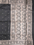 Maheshwari fancy saree black color allover zari motifs & zari border with rich pallu and plain blouse