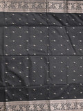 Maheshwari fancy saree black color allover zari motifs & zari border with rich pallu and plain blouse