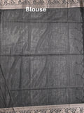 Maheshwari fancy saree black color allover zari motifs & zari border with rich pallu and plain blouse