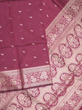 Maheshwari fancy saree dark magenta color allover zari motifs & zari border with rich pallu and plain blouse