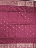 Maheshwari fancy saree dark magenta color allover zari motifs & zari border with rich pallu and plain blouse