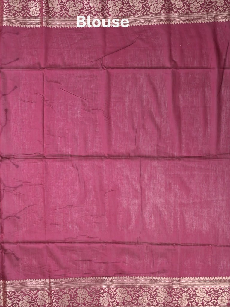 Maheshwari fancy saree dark magenta color allover zari motifs & zari border with rich pallu and plain blouse