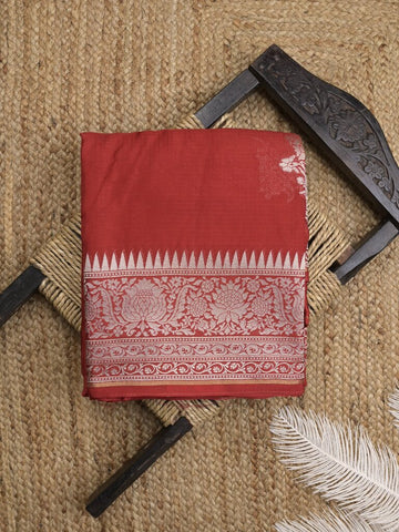 Manipuri silk fancy saree for women | red | zari border | party wear