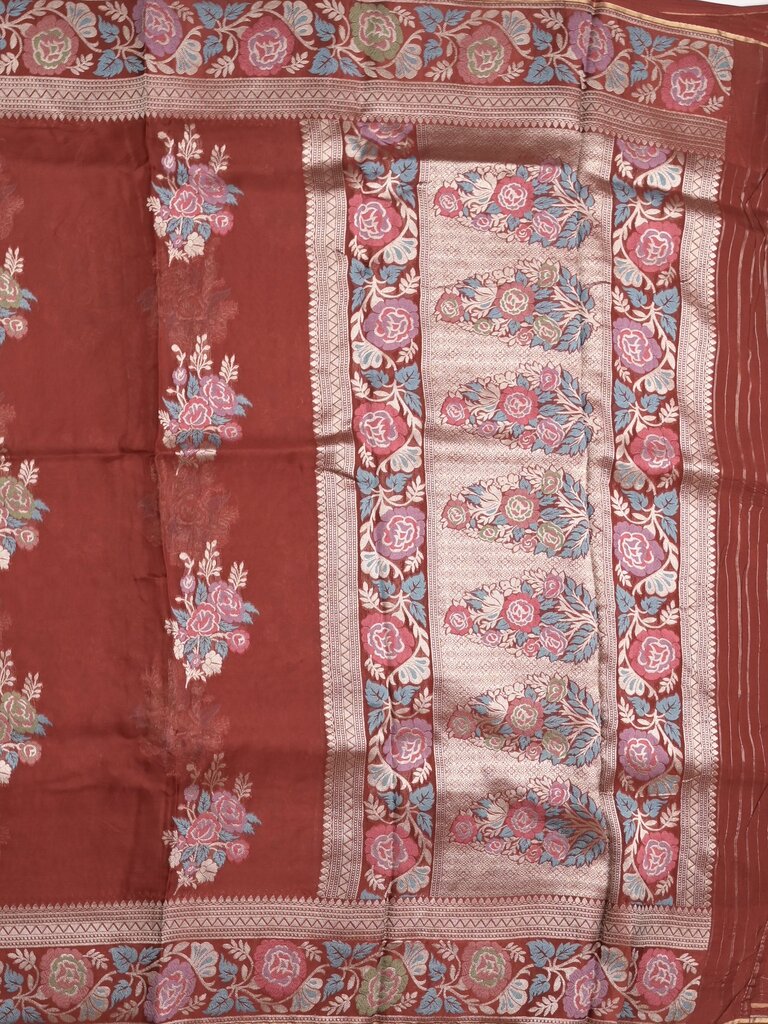 Pure organza fancy saree for women | Orange | Zari border | Party wear