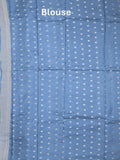 Tabby silk fancy saree royal blue color allover zari motifs & zari border with rich pallu and contrast blouse