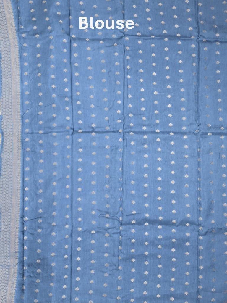 Tabby silk fancy saree royal blue color allover zari motifs & zari border with rich pallu and contrast blouse