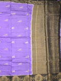 Tabby silk fancy saree lavender color allover zari motifs & zari border with rich pallu and contrast blouse