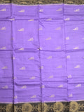 Tabby silk fancy saree lavender color allover zari motifs & zari border with rich pallu and contrast blouse