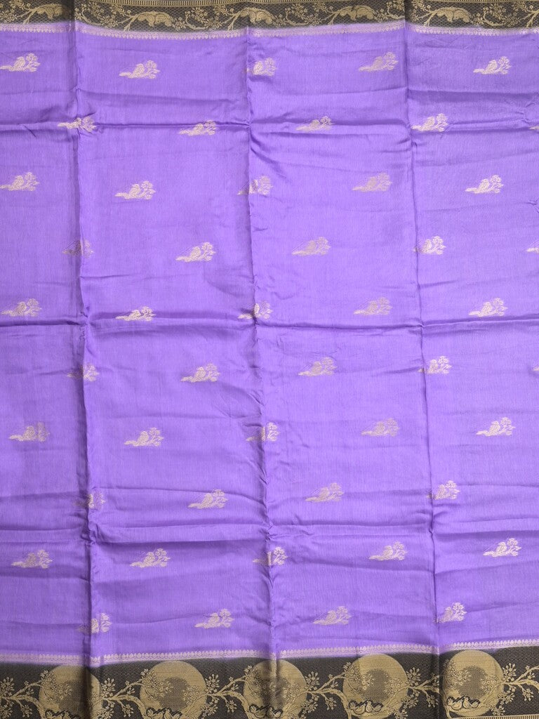 Tabby silk fancy saree lavender color allover zari motifs & zari border with rich pallu and contrast blouse