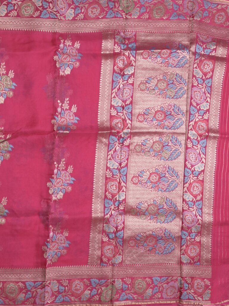 Pure organza fancy saree for women | Orange | Zari border | Party wear