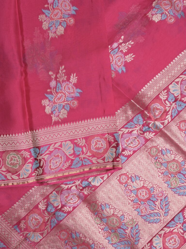 Pure organza fancy saree for women | Orange | Zari border | Party wear