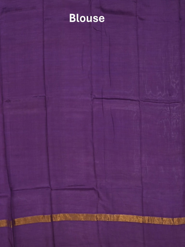 Kalamkari silk saree in onion pink, featuring a contrast color border and plain matching blouse