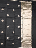 Maheshwari fancy saree black color allover zari motifs & zari border with zari pallu and plain blouse